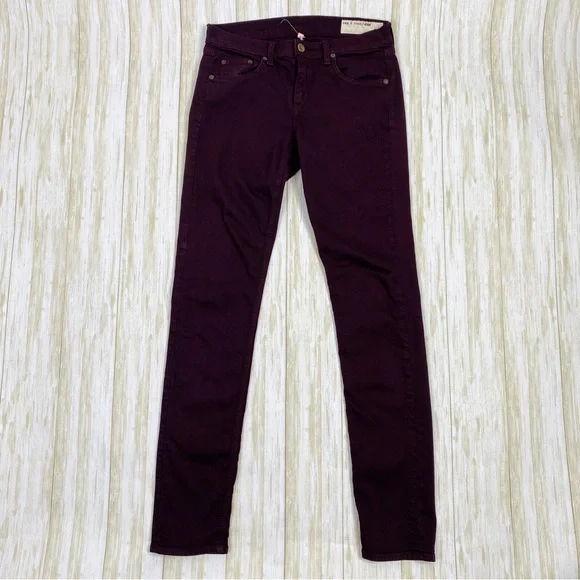Rag & Bone Maroon Fine Wine The Dre Skinny Jeans